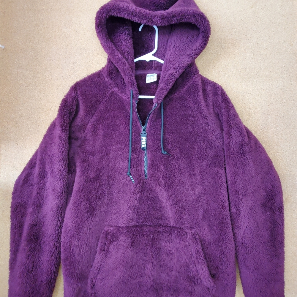 PINK (Victoria's secret) women's small sherpa fleece 1/4 zip pullover hoodie.